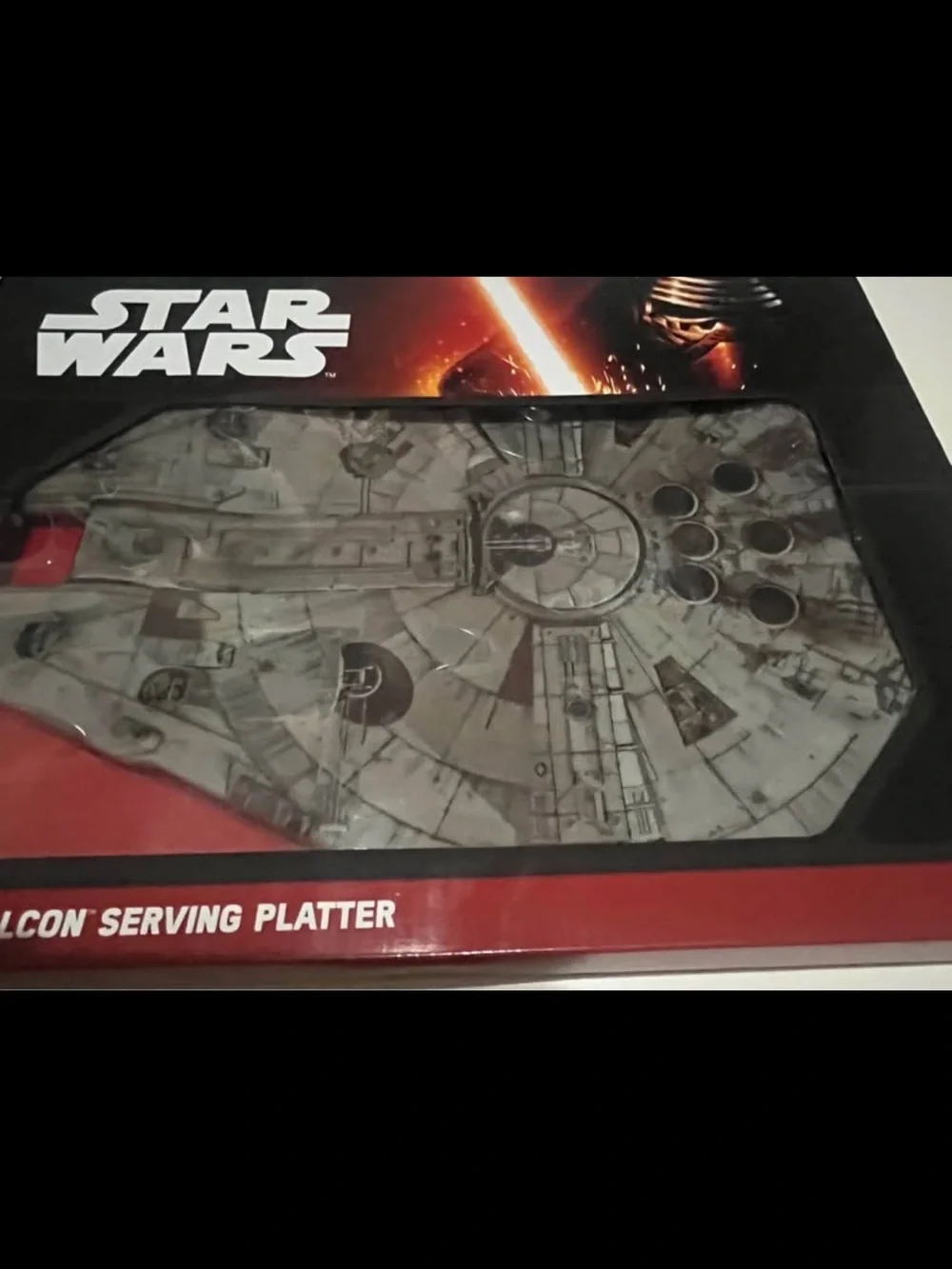 NWT Star Wars Millennium Falcon Platter in Gray with Red Accents